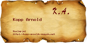 Kopp Arnold névjegykártya