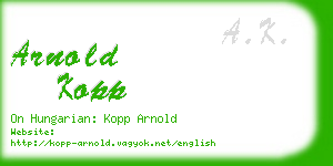 arnold kopp business card